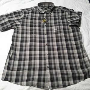 Claiborne Button Down Black Gray Plaid NWT XL Tall